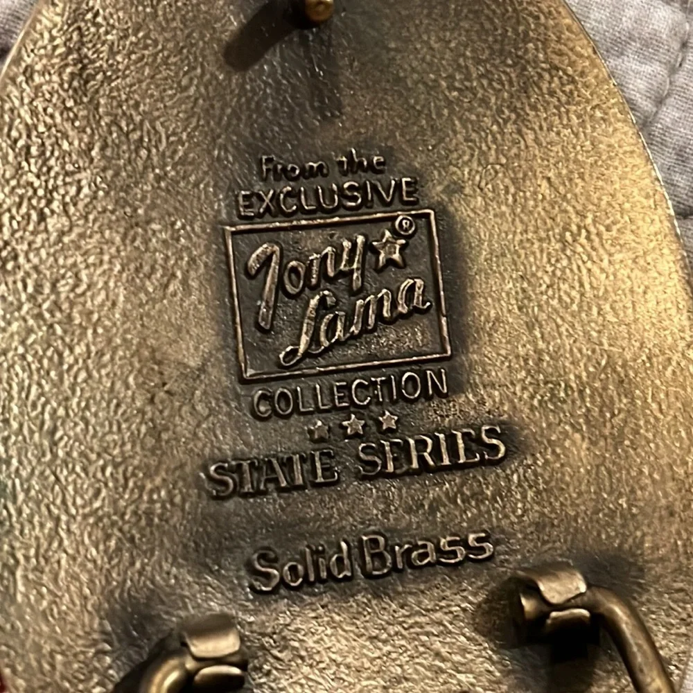 Tony Lama State of Texas brass buckle & Suede leather Tony Lama belt size 34